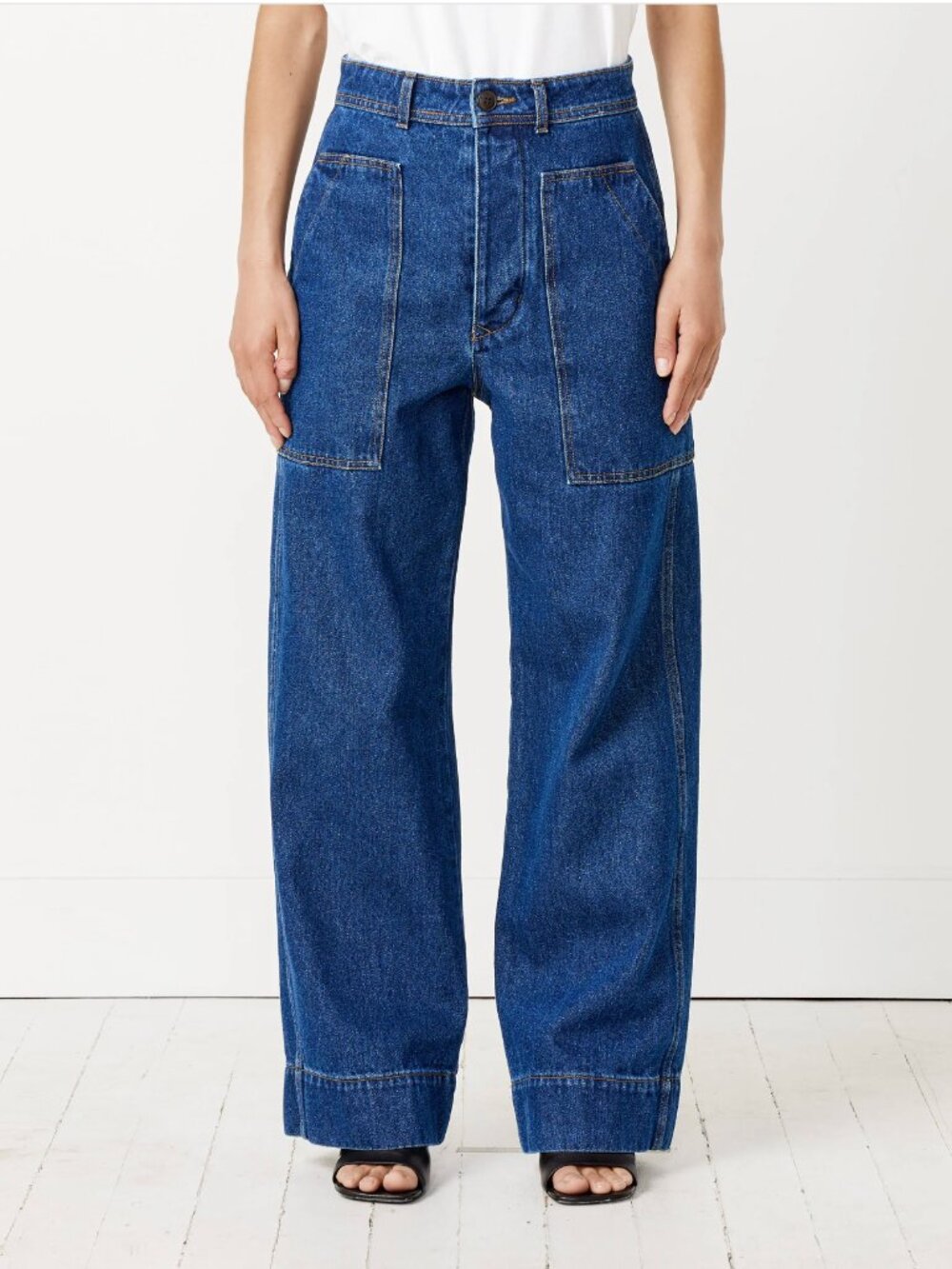 Girls of Dust Sailor Fatigue Denim Pants in Natural
